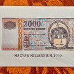 2000 -es UNC hajtatlan Aranyfémszálas Millenniumi 2.000 Forint vízjeles fémszálas bankjegy ! (L1074) fotó
