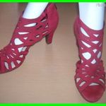 Extravagáns piros magassarkú hátul cipzáros szandál cipő 5TH AVENUE 39 fotó