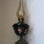 Réz - Majolika retro petróleum lámpa fotó