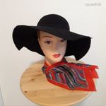"ONE SIZE" elegáns nagykarimás fekete női kalap bfk.58cm átm.38cm új fotó