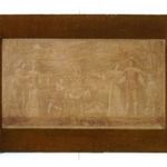 1K348 Hatalmas antik falikárpit francia életképpel gobelin 98 x 155.5 cm fotó