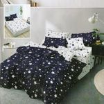 7 részes sötétkék és fehér csillagos ágynemű garnitúra fotó