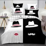 7 részes fekete és fehér kalapos ágynemű garnitúra fotó