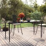 Fekete acél és edzett üveg kerti étkezőasztal 160x80x74cm fotó