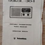 SOKOL 304 orosz rádió angol nyelvű műszaki leirása fotó
