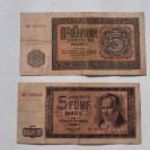 2 db.NDK DDR 5 márka bankjegy 1955, 1964 - 1 Ft.NMÁ! fotó