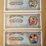 Banco Disneylandia 3 db játékpénz, 5, 10, 50 oros ( arany ), extrém ritka fotó