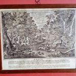 (vadászat) RIDINGER, J. Elias (1698-1767) LOVAS HAJTÓVADÁSZAT, hátoldalán étlap MAGYAR ÉTKEKEL is!!! fotó