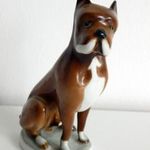 Zsolnay porcelán Boxer kutya figura fotó