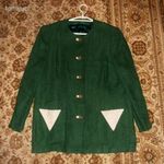 Tiroli zöld-világosdrapp len női kabátka L fotó