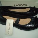 Lasocki csinos puha bőr fekete anyagában mintás elöl masnis balerina cipő 38 fotó