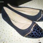 BOLSDEAR fekete/kék betétes gyöngyös balerina cipő Új 39 fotó