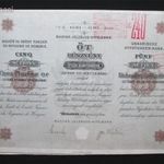 Magyar Jelzálog-Hitelbank részvény 5x100 aranyforint 1898 fotó