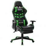 Fekete és zöld műbőr gamer szék lábtámasszal fotó