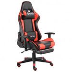 Piros pvc forgó gamer szék lábtartóval fotó