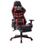 Fekete és piros műbőr gamer szék lábtámasszal fotó