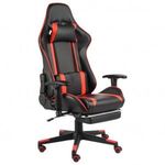 Piros pvc forgó gamer szék lábtartóval fotó