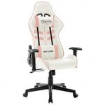 Fehér és rózsaszín műbőr gamer szék fotó