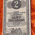 1916 -os UNC hajtatlan Sopronnyék 2 Korona "Hadifogoly-tábor pénz" arab sorszámmal Ritkább (L0984) fotó