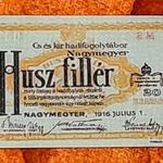 1916 -os UNC hajtatlan Nagymegyer 20 Fillér "Hadifogoly-tábor pénz" MS változat ! (L1029) fotó