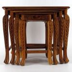 1H503 Gyönyörű keleti orientalista négy darabos nagy gazdagon faragott asztal szett fotó