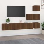 barna tölgyszínű falra szerelhető szerelt fa TV-szekrény fotó
