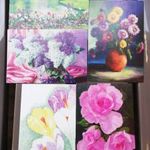 Virágos kinyitható üdvözlőlapok-képeslapok 5 db új fotó