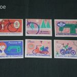 Gyufacímke, 6 db, Csepel művek, kerékpár, motorkerékpár, Panni robogó, varrógép, 40 f, 1960-65 fotó