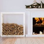 fehér tömör fenyőfa tűzifatartó állvány 100x25x100 cm fotó