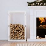 fehér tömör fenyőfa tűzifatartó állvány 60 x 25 x 100 cm fotó