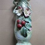 Cseresznyés virágos régi majolika - kerámia váza II. fotó