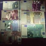 extra szép aranyozott euró sor 5 - 10 - 20 - 50 - 100 - 200 - és 500 eurós fotó