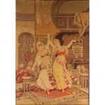 1M361 Régi orientalista táncos jelenet tűgobelin aranyozott keretben 93.5 x 67.5 cm fotó
