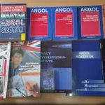 Angol nyelvtanuló- és tesztkönyvek, szótárak egy csomagban (11 könyv + 1 kazetta) Alap- és középfok fotó