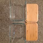 (Használt) 2 darab IKEA Ételtároló téglalap alakú üveg bambusz tetővel, 1.8 l (E_37) fotó