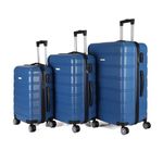 Roylaty Line 3 részes keményfalú bőrönd szett, kék (dupla kerekes) fotó
