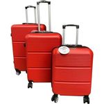 Roylaty Line 3 részes keményfalú bőrönd szett, piros (dupla kerekes) fotó