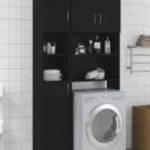 Fekete forgácslap mosógépszekrény szett - vidaXL fotó