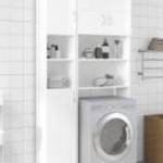 Magasfényű fehér forgácslap mosógépszekrény szett - vidaXL fotó