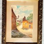 TURIÁK ÖDÖN "a Tabán festője "(1884 - 1937) "TABÁN, Kőműves lépcső feletti házak". akvarell fotó