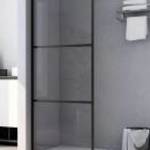 vidaXL fekete zuhanyfal átlátszó ESG üveggel 115 x 195 cm fotó
