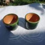 Zöld hagyományos túri fazekas pálinkás pohár 4 db., egyben eladó. fotó