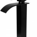 Elva magasított mosdó csaptelep vízesés alakú vízsugárral fekete, beépíthető - Gamma fotó