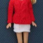 Barbie ruha: piros csavartmintás pulóver - új fotó