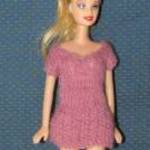 Barbie ruha: kötött mini ruha - mályva - új fotó