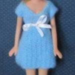 Barbie ruha: kötött mini ruha - világoskék - új fotó