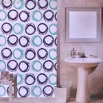 Kék karikás textilhatású zuhanyfüggöny - új fotó