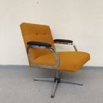 Retro fémvázas forgó fotel bútor sárga kárpitozott krómozott forgós szék 1 darab 684 7478 fotó