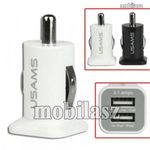 USAMS - Szivargyújtós töltő / autós töltő - 2db USB aljzat, max 5V/3.1A (1x 2.1A / 1x 1A), 15W - ... fotó