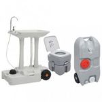 hordozható kemping-WC és -kézmosóállvány víztartállyal fotó
